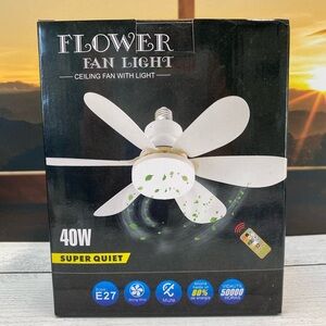 NIB 20" Ceiling Fan with Light Remote Control, Socket Fan Light Original